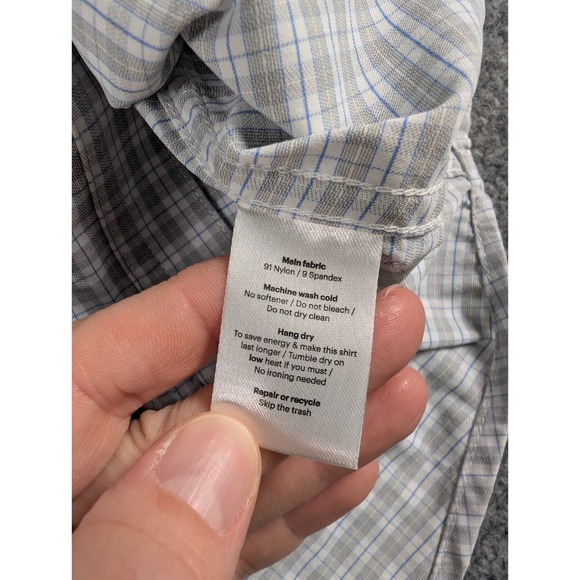 Poncho Western Pearl Snap Shirt Mens Medium Reg Fit Gray Plaid Short Sleeve - Picture 9 of 11